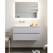 Mondiaz VICA ensemble de meuble de salle de bain - 100cm - meuble sous-vasque cale - 2 tiroirs - lavabo moon gauche - sans trou de robinet - miroir LED - version XL 60cm haut SW1097761