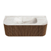 MONDIAZ KURVE-DLUX 120cm Meuble salle de bain avec module 25 G et D - couleur Walnut - 1 tiroir - 2 portes - vasque BIG SMALL centre - sans trou de robinet - couleur Frappe SW1137450