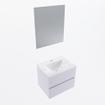 Mondiaz VICA ensemble de meuble de salle de bain - 60cm - meuble sous-vasque cale - 2 tiroirs - lavabo denia milieu - 1 trou de robinet - couleur Blanc Brillant - miroir LED - version XL 60cm de haut SW1091926