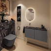 MONDIAZ TURE-DLUX Meuble de toilettes 100 cm Dark Grey. Lavabo EDEN Lava position gauche. Sans trou de robinet. SW1103774