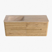 Mondiaz CIRO-DLUX Badkamermeubelset - 130x45x50cm - Solid surface wastafel Saba - 1 wasbak Links - 1 kraangat - 4 lades - Oak SW1531184
