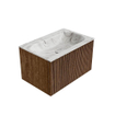 MONDIAZ KURVE-DLUX 70cm Meuble salle de bain - couleur Walnut - 1 tiroir - vasque BIG SMALL centre - 1 trou de robinet - couleur Glace SW1138039