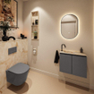 MONDIAZ TURE-DLUX Meuble de toilette 60cm Dark Grey. EDEN lavabo Frappe position gauche. Avec 1 trou de robinet. SW1102728