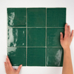 Terravito Viondo carreau mural - 13x13cm - 10mm - Carré - Vert ancien Brillant SW542658