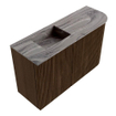Mondiaz JOYA-DLUX 71.6cm meuble de salle de bains - arrondi droit couleur Walnut - Vasque FAYE position Gauche Sans trou de robinet couleur Sombra. SW1424750