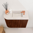 Mondiaz JOYA-DLUX 51.6cm toiletmeubel - ronding links kleur Ruby - Wastafel FAYE positie Rechts 1 kraangat kleur Ostra. SW1423802