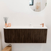 Mondiaz JOYA 111.6cm toiletmeubel - ronding links kleur Walnut - Wastafel FAYE positie Rechts 1 kraangat kleur Talc. SW1421274