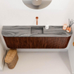 Mondiaz JOYA-DLUX 123.2cm toiletmeubel - ronding links en rechts kleur Ruby - Wastafel FAYE positie Midden Zonder kraangat kleur Sombra. SW1425716