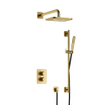 Hotbath Gal IBS40A Ensemble de douche - encastré - douche principale carrée de 22 cm - bras mural de 35 cm - douchette à main - avec barre de douche - laiton brossé PVD SW656139