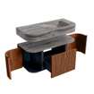 MONDIAZ THOR-DLUX 100cm meuble de salle de bains arrondi gauche + droite couleur Ruby avec 1 tiroir et 2 portes. Vasque suspendue CLOUD Droite sans trou de robinet couleur Sombra. SW1467626