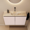 MONDIAZ TURE-DLUX Meuble de toilette 80cm Rosee. Lavabo EDEN Frappe position milieu. Sans trou de robinet. SW1102951