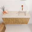 Mondiaz JOYA-DLUX 80cm toiletmeubel - kleur Oak - Wastafel FAYE positie Rechts Zonder kraangat kleur Frappe. SW1421877