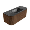 MONDIAZ KURVE-DLUX 110cm Meuble salle de bain avec module 25 G et D - couleur Walnut - 1 tiroir - 2 portes - vasque CLOUD centre - sans trou de robinet - couleur Lava SW1137203