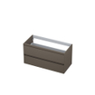 INK Wastafelonderkast - 100x45x52cm - 2 lades - greeploos - MDF lak - Mat taupe SW21250
