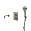 Fortifura Calvi Badkraan set - uitloop - 22cm inkortbaar - gladde slang - ronde handdouche - inbouwdeel - wandhouder - geborsteld RVS PVD SW1244018