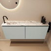 MONDIAZ TURE-DLUX Meuble toilette - 120cm - Greey - EDEN - vasque Glace - position gauche - 1 trou de robinet SW1103300