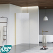 FugaFlow Eccelente Vetro inloopdouche badkamer - 140x200cm - ribbelglas - plafondarm - geborsteld messing SW1124777