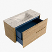 Mondiaz CIRO-DLUX Badkamermeubelset - 100x45x50cm - Solid surface wastafel Nata - 1 wasbak Midden - zonder kraangaten - 2 lades - Oak SW1531431