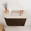 Mondiaz JOYA-DLUX 51.6cm toiletmeubel - ronding links kleur Walnut - Wastafel FAYE positie Rechts 1 kraangat kleur Opalo. SW1422578