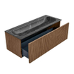 MONDIAZ KURVE-DLUX 120cm Meuble salle de bain - couleur Walnut - 1 tiroir - vasque BIG LARGE centre - 2 trous de robinet - couleur Lava SW1137251