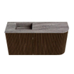 Mondiaz JOYA-DLUX 81.6cm toiletmeubel - ronding rechts kleur Walnut - Wastafel FAYE positie Links Zonder kraangat kleur Oza. SW1424600