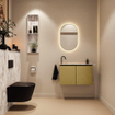 MONDIAZ TURE-DLUX Meuble toilette - 80cm - Oro - EDEN - vasque Glace - position gauche - 1 trou de robinet SW1103401