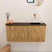 Mondiaz JOYA 91.6cm toiletmeubel - ronding links kleur Oak - Wastafel FAYE positie Rechts Zonder kraangat kleur Urban. SW1421227