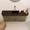 Mondiaz JOYA 93.2cm meuble de salle de bains - arrondis gauche et droite couleur Dusk - Vasque FAYE position Milieu Sans trou de robinet couleur Urban. SW1421687