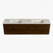 Mondiaz CIRO-DLUX Badkamermeubelset - 190x45x50cm - Solid surface wastafel Frappe - 2 wasbak Dubbel - 2 kraangaten - 4 lades - Walnut SW1530227