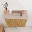 Mondiaz JOYA-DLUX 51.6cm toiletmeubel - ronding links kleur Oak - Wastafel FAYE positie Rechts 1 kraangat kleur Saba. SW1424208