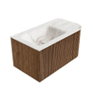 MONDIAZ KURVE-DLUX 85cm Meuble salle de bain avec module 25 D - couleur Walnut - 1 tiroir - 1 porte - vasque CLOUD gauche - sans trou de robinet - couleur Frappe SW1137411