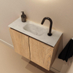 MONDIAZ TURE-DLUX Meuble toilette - 60cm - Washed Oak - EDEN - vasque Opalo - position centrale - 1 trou de robinet SW1105200
