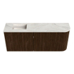 Mondiaz JOYA-DLUX 101.6cm toiletmeubel - ronding rechts kleur Walnut - Wastafel FAYE positie Links 1 kraangat kleur Ostra. SW1422608