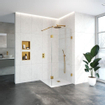 BRAUER Void inloopdouche helder glas 90x200 met 30 zijwand incl. glascoating PVD goud geborsteld SW638678