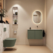 MONDIAZ TURE-DLUX Meuble de toilettes 80cm Army. EDEN lavabo Glace position droite. Sans trou de robinet. SW1103141