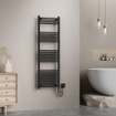 Belrad Elektrische Handdoekradiator - 160x50cm - 900W - aansluiting rechts - mat zwart SW1580319
