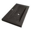 BRAUER Joy Wavy Ensemble de meuble de salle de bains - 80x55x46cm - 2 tiroirs - sans poignées à fermeture en douceur - lavabo en pierre naturelle - avec trou de robinet - basalte anthracite - avec armoire de toilette - avec éclairage - honey SW1238594