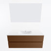 Mondiaz VICA ensemble de meuble de salle de bain - 120cm - meuble sous-vasque reposant - 2 tiroirs - lavabo denia milieu - 1 trou de robinet - couleur Blanc Brillant - miroir LED - version XL 60cm de haut SW1091965