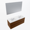 Mondiaz VICA ensemble de meuble de salle de bain - 120cm - meuble sous-vasque repos - 2 tiroirs - lavabo denia double - 2 trous de robinet - couleur Blanc Brillant - miroir LED - version XL 60cm de haut SW1091987