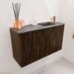 Mondiaz JOYA-DLUX 70cm toiletmeubel - kleur Walnut - Wastafel FAYE positie Rechts 1 kraangat kleur Sombra. SW1424705