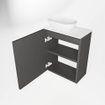 Mondiaz Fowy Meuble de toilette - 40x50x23cm - gris foncé mat - 1 trou de robinet - lavabo à gauche - 1 porte - solid surface - plan MDF - lavabo : Blanc / Noir SW760932
