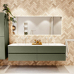 Mondiaz VICA Ensemble meuble de salle de bains - 190cm - army - 4 tiroirs - Lavabo MOON - double 2 trous de robinet - couleur talc - Version XL 60cm de haut SW1189225