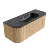 MONDIAZ KURVE-DLUX 120cm Meuble salle de bain avec module 25 G et D - couleur Oak - 1 tiroir - 2 portes - vasque BIG SMALL centre - sans trou de robinet - couleur Lava SW1138122