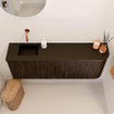Mondiaz JOYA 111.6cm toiletmeubel - ronding rechts kleur Walnut - Wastafel FAYE positie Links Zonder kraangat kleur Urban. SW1421369