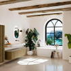 MONDIAZ THOR-DLUX 160cm meuble de salle de bains arrondi gauche + droite couleur Dusk avec 1 tiroir et 2 portes. Vasque suspendue CLOUD Droite sans trou de robinet couleur Frappe. SW1465050