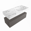 Mondiaz ALAN-DLUX Ensemble de meuble - 110cm - meuble Dark grey mat - 1 tiroir - Lavabo Cloud Glace suspendu - vasque Droite - 0 trous de robinet SW804916