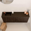 Mondiaz JOYA 100cm toiletmeubel - kleur Walnut - Wastafel FAYE positie Links 1 kraangat kleur Urban. SW1421352