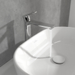 Villeroy & Boch O.novo ensemble de robinet à levier unique rehaussé avec bonde de vidage Push-Open - chrome SW974110