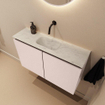 MONDIAZ TURE-DLUX Meuble WC 80 cm Rosee. EDEN lavabo Opalo position milieu. Sans trou de robinet. SW1104526