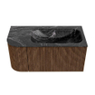 MONDIAZ KURVE-DLUX 95cm Meuble salle de bain avec module 25 G - couleur Walnut - 1 tiroir - 1 porte - vasque BIG SMALL droite - sans trou de robinet - couleur Lava SW1137241